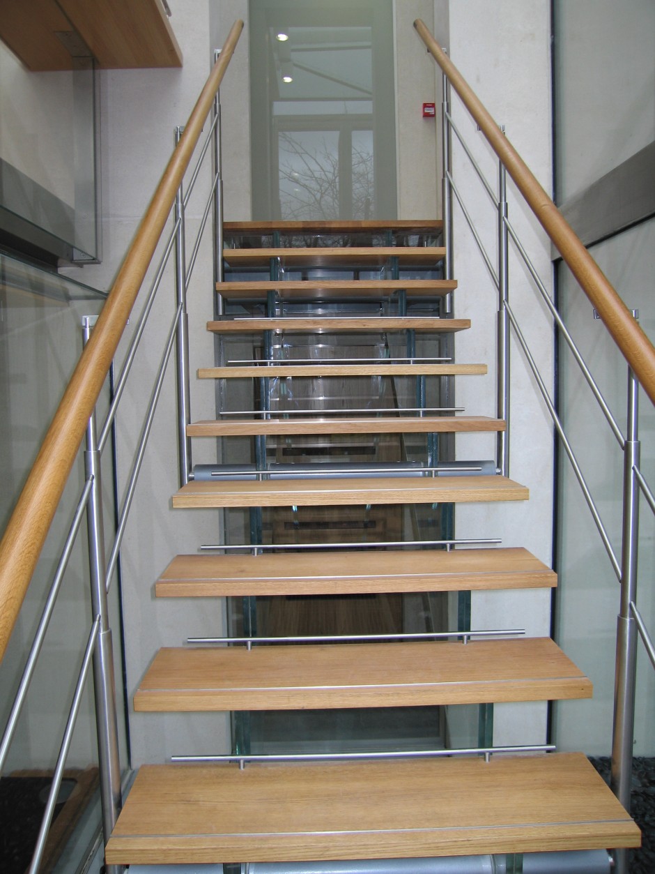 Oak and glass stairs
